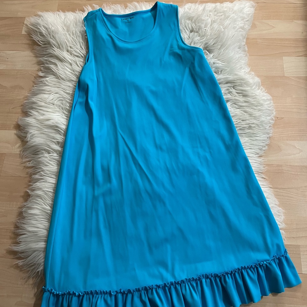 Lands End Girls UPF 50 Turquoise Cover Up Dress XL 16
